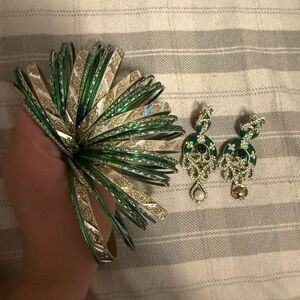 Elegant Green and Gold Jewelry Set